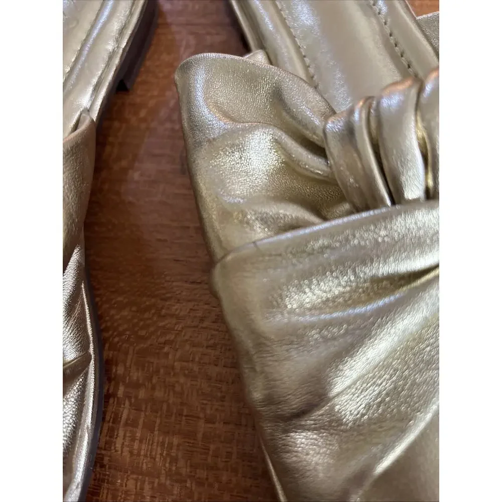 J.CREW WOMEN SANDAL LEATHER GOLD TWISTED KNOT SIZE 9.5